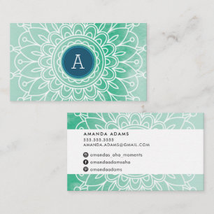 Carte De Visite JOLIE MONOGRAMME moderne boho mandala motif vert