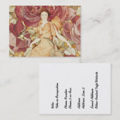 Carte De Visite Jolie nymphe féerique dans les roses (Devant / Derrière)