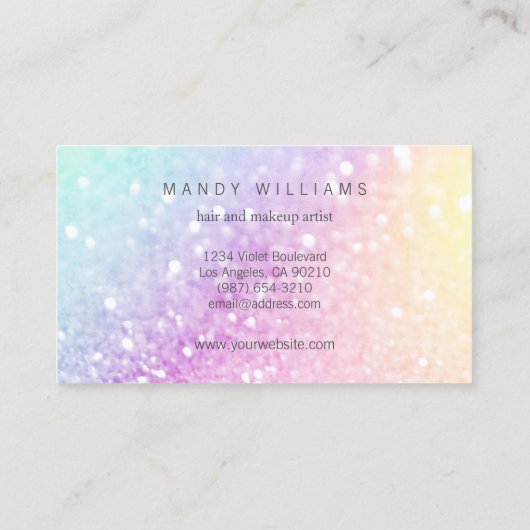 Carte De Visite Jolie Parties scintillant Holographique Fille Glam (Dos)