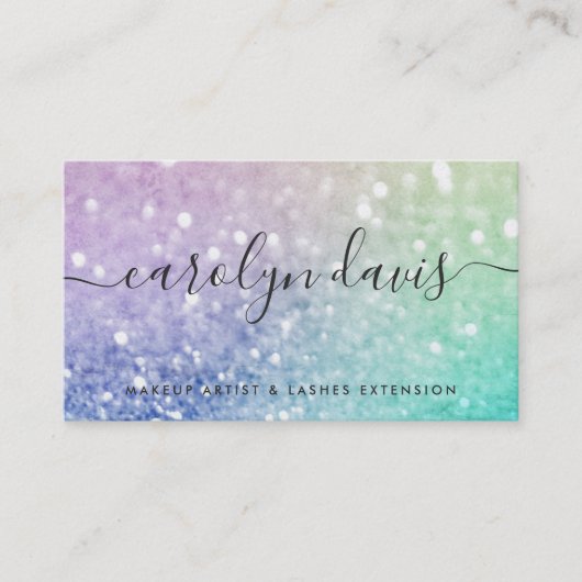 Carte De Visite Jolie Parties scintillant Holographique Fille Glam (Devant)