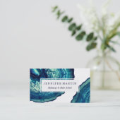 Carte De Visite Jolie pierre bleue et Turquoise Agate Geode sur bl (Debout devant)