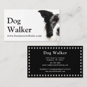 Carte De Visite Jolie silhouette moderne de chien promenant assis 