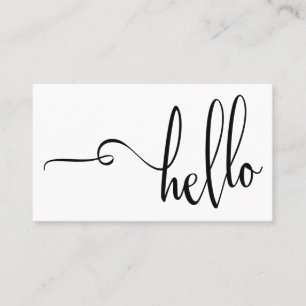 Carte De Visite Jolie typographie noire sur fond blanc Hello