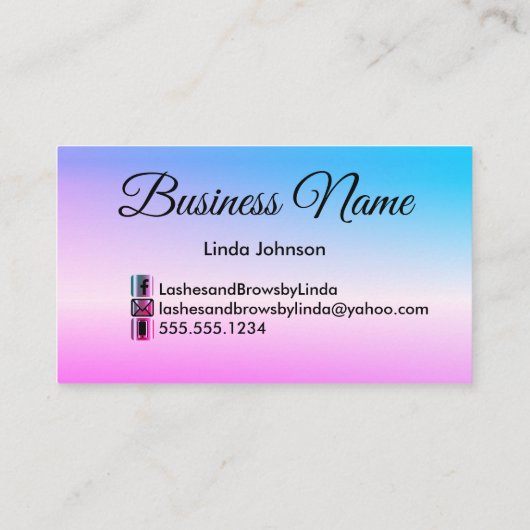 Carte De Visite Jolies cils - Parties scintillant rose et bleu (Dos)