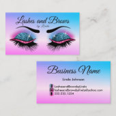 Carte De Visite Jolies cils - Parties scintillant rose et bleu (Devant / Derrière)