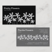 Carte De Visite Jolies fleurs - Blanc sur noir (Deux tons) (Devant / Derrière)