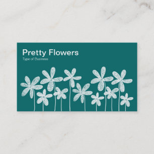 Carte De Visite Jolies fleurs - Blanc sur Vert (Alternant)