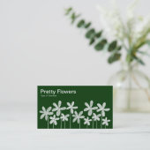 Carte De Visite Jolies Fleurs - Blanc sur Vert Foncé (Debout devant)