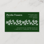 Carte De Visite Jolies Fleurs - Blanc sur Vert Foncé (Dos)