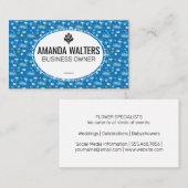 Carte De Visite Jolies fleurs blanches bleues (Devant / Derrière)