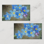 Carte De Visite Jolies Fleurs Bleues (Devant / Derrière)
