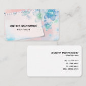 Carte De Visite Jolies fleurs bleues sur Arrière - plan rose (Devant / Derrière)