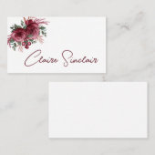 Carte De Visite Jolies fleurs d'aquarelle bordeaux (Devant / Derrière)