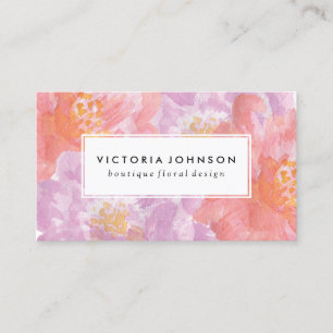 Carte De Visite Jolies fleurs d'aquarelle des pivoines  