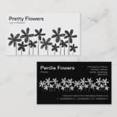 Carte De Visite Jolies fleurs - Noir et Blanc (Alternant) (Devant / Derrière)