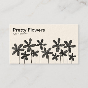 Carte De Visite Jolies Fleurs - Noir et Blanc (Crème)