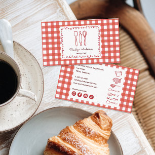 Carte De Visite Jolies icônes sociales à carreaux de ferme moderne