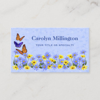 Carte De Visite Jolies papillons et marguerites Jardin de printemp