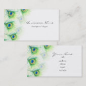 Carte De Visite Jolies plumes de paon sur blanc (Devant / Derrière)