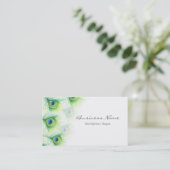 Carte De Visite Jolies plumes de paon sur blanc (Debout devant)