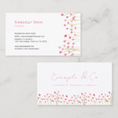 Carte de visite, Jolies tiges de fleurs roses (Devant / Derrière)