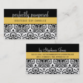 Carte De Visite JOLIMENT ÉLÉGANT DAMASK motif noir jaune (Devant / Derrière)