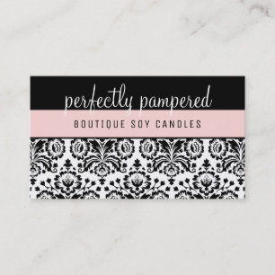 Carte De Visite JOLIMENT ÉLÉGANT DAMASK motif noir rose pâle