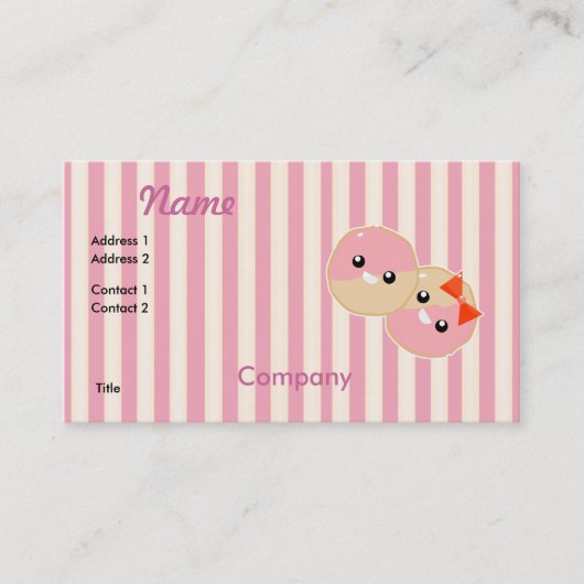 Carte De Visite Jolis biscuits roses kawaii glaçés (Devant)
