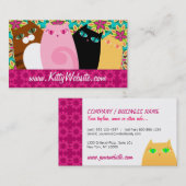 Carte De Visite Jolis minous sur floral (Devant / Derrière)