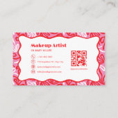 Carte De Visite Jolis Nœuds Roses & Code QR à Bordures Crantées Ar (Dos)