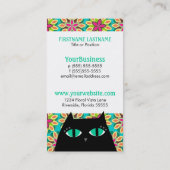 Carte De Visite Jolis noir de Kitty et floral (Dos)