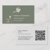 Carte De Visite Jolis services de jardinage fantaisistes et code Q (Devant / Derrière)