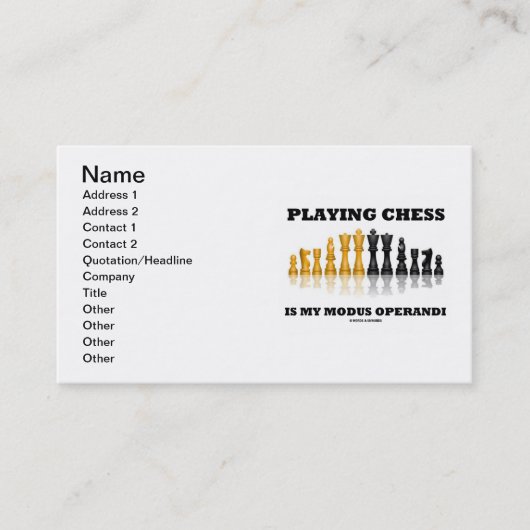 Carte De Visite Jouer aux échecs est mon modus operandi (Devant)