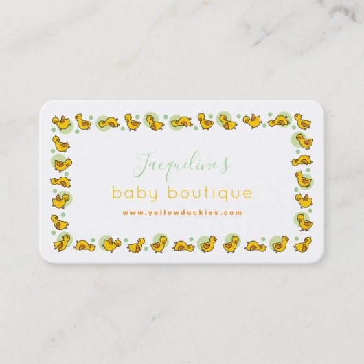 Carte De Visite Jouer Bébé Jaune Canards mignons Duckies Points ve (Devant)