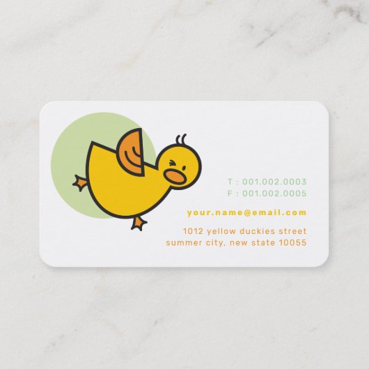 Carte De Visite Jouer Bébé Jaune Canards mignons Duckies Points ve (Dos)