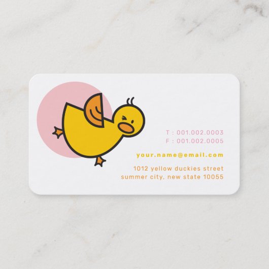 Carte De Visite Jouer Bébé Jaune Duckies Ducklings et points roses (Dos)