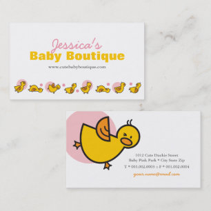 Carte De Visite Jouer Bébé Jaune Duckies Ducklings et points roses