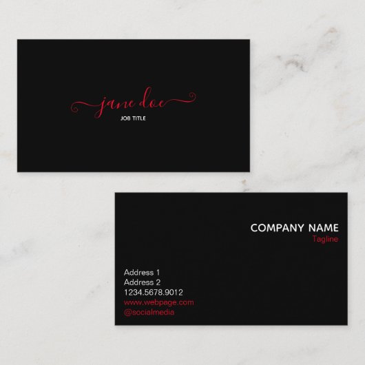 Carte De Visite Jouer Rouge élégant Identité de marque d'entrepris (Devant / Derrière)