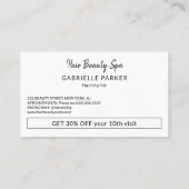 Carte De Visite Jouet moderne noir et blanc salon de beauté loyaut (Dos)