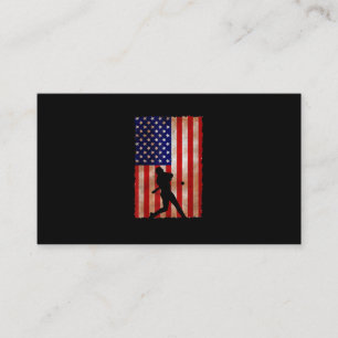 Carte De Visite Joueur de baseball américain Drapeau Patriotique