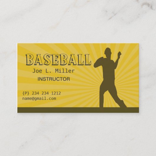 Carte De Visite Joueur de baseball, entraîneur de base-ball, école (Devant)