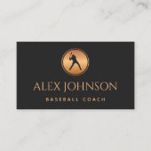 Carte De Visite Joueur de baseball professionnel Gold Black Logo (Devant)