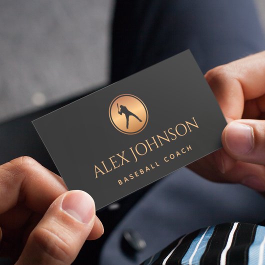 Carte De Visite Joueur de baseball professionnel Gold Black Logo