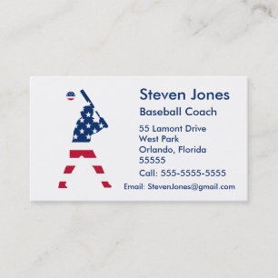 Carte De Visite Joueur de baseball USA drapeau américain