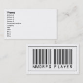 Carte De Visite Joueur de code barres MMORPG (Devant / Derrière)