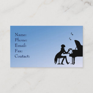 Carte De Visite Joueur de piano bleu