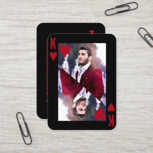 Carte De Visite Joueur de poker photo rouge noir King of Hearts