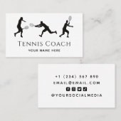 Carte De Visite Joueur de tennis Silhouette Noir Blanc Médias soci (Devant / Derrière)