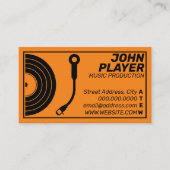 Carte De Visite Joueur d'enregistrement de style rétro orange (Devant)