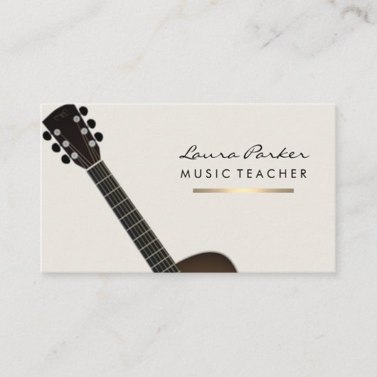 Carte De Visite Joueur guitariste Musicien Professeur Gold (Devant)